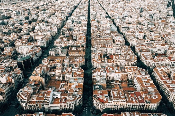 Eixample neighborhood aerial view