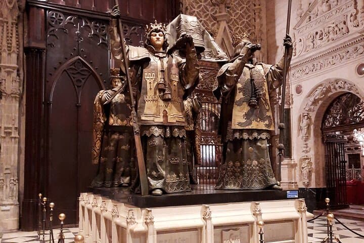 Tomb of Admiral Christopher Columbus, interior of Seville Cathedral.