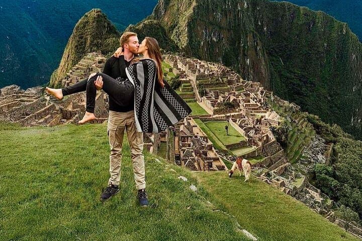 Standing at Machu Picchu ruins