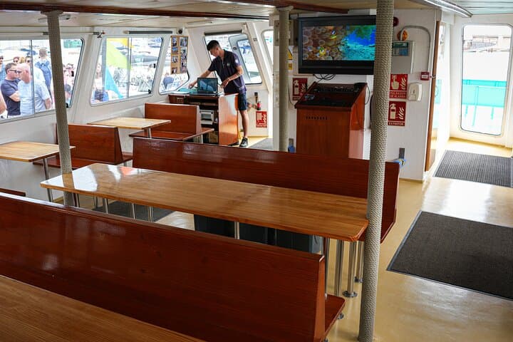 Indoor shaded area with tv for presentations