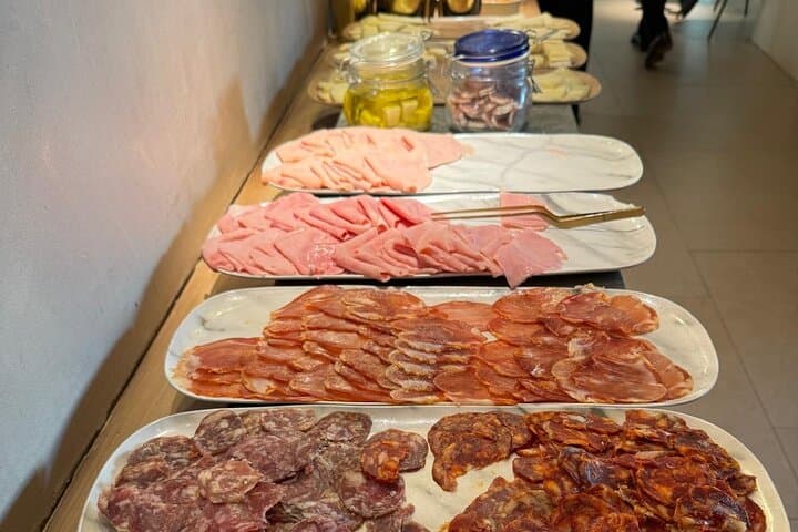 Portion of buffet breakfast (cold cuts section) in Madrid