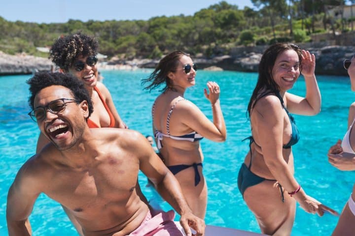Ibiza Boat Party 3 Hour All Inclusive Drinks and DJ and Swim Stop