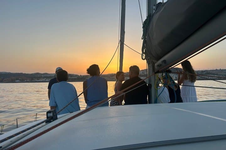 NEW Catamaran 2.5h Sunset Sail Manilva Tapas Welcome Drink Dolphin