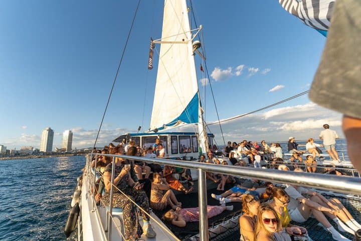 Barcelona Catamaran Cruise with Swim Tapas FREE Pass NightClub